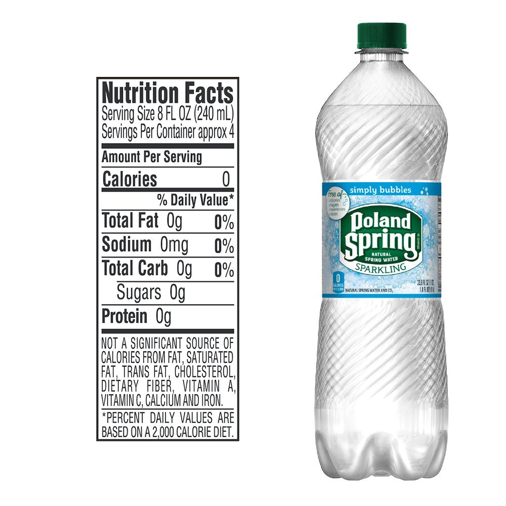 Poland Spring Sparkling Water, Simply Bubbles, 33.8 Oz. Bottle