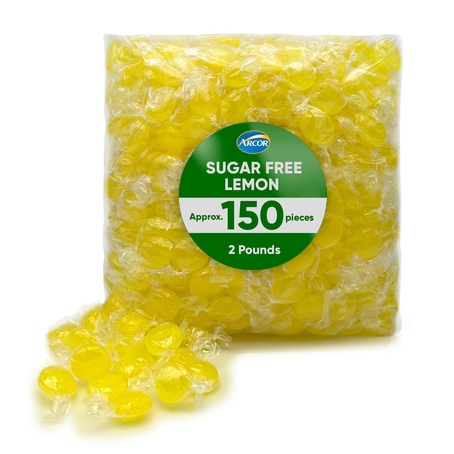 Arcor Lemon Drops Sugar Free Candy - Hard Candy Bulk - 2 Pound Of Approx 150 Sugar Free Mints Candies - Bulk Candy Individually
