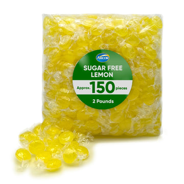 Arcor Lemon Drops Sugar Free Candy - Hard Candy Bulk - 2 Pound Of Approx 150 Sugar Free Mints Candies - Bulk Candy Individually