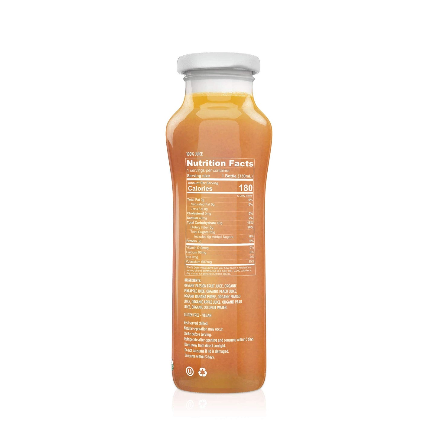 ALLWELLO Organic Cold Pressed Juice Drinks, Tropical Escape, 11.15 Fl Oz, Gluten Free, Non-GMO, 6 Pack