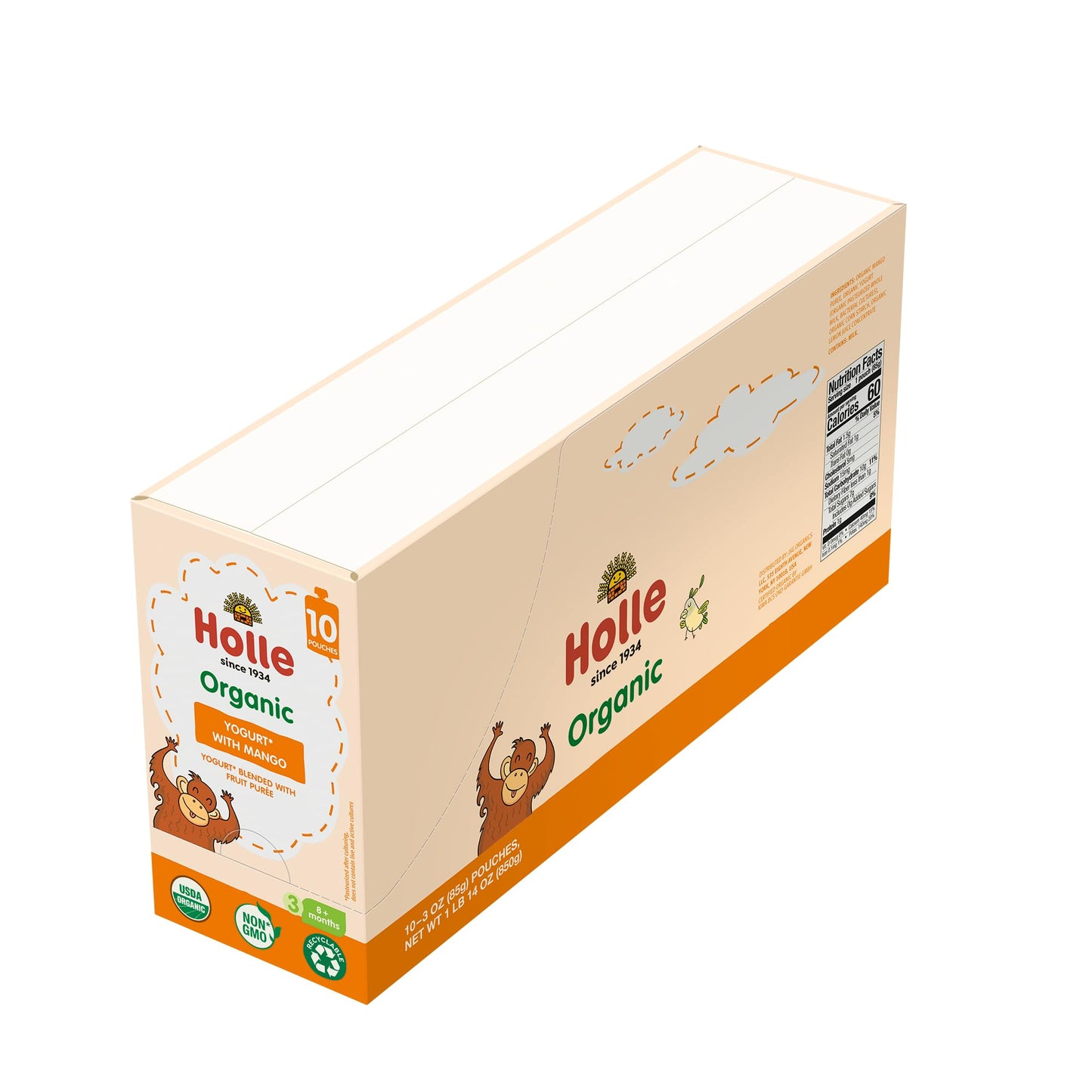 Holle Baby Yogurt Pouches - Organic Yogurt Pouch Blended with Mango Fruit Pur  e - Drinkable Pouches for Kids & Babies 8 Months