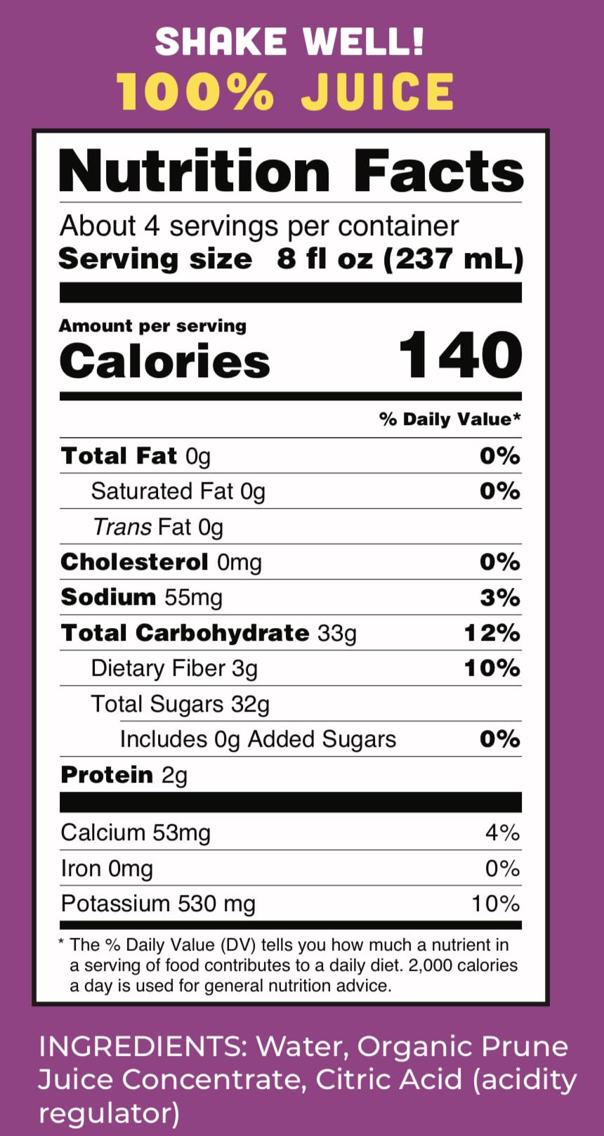 Lucy'S Family Owned - American Prunes Organic 99% Pure Prune Juice, 34 Oz. Glass Bottle (Pack Of 2)