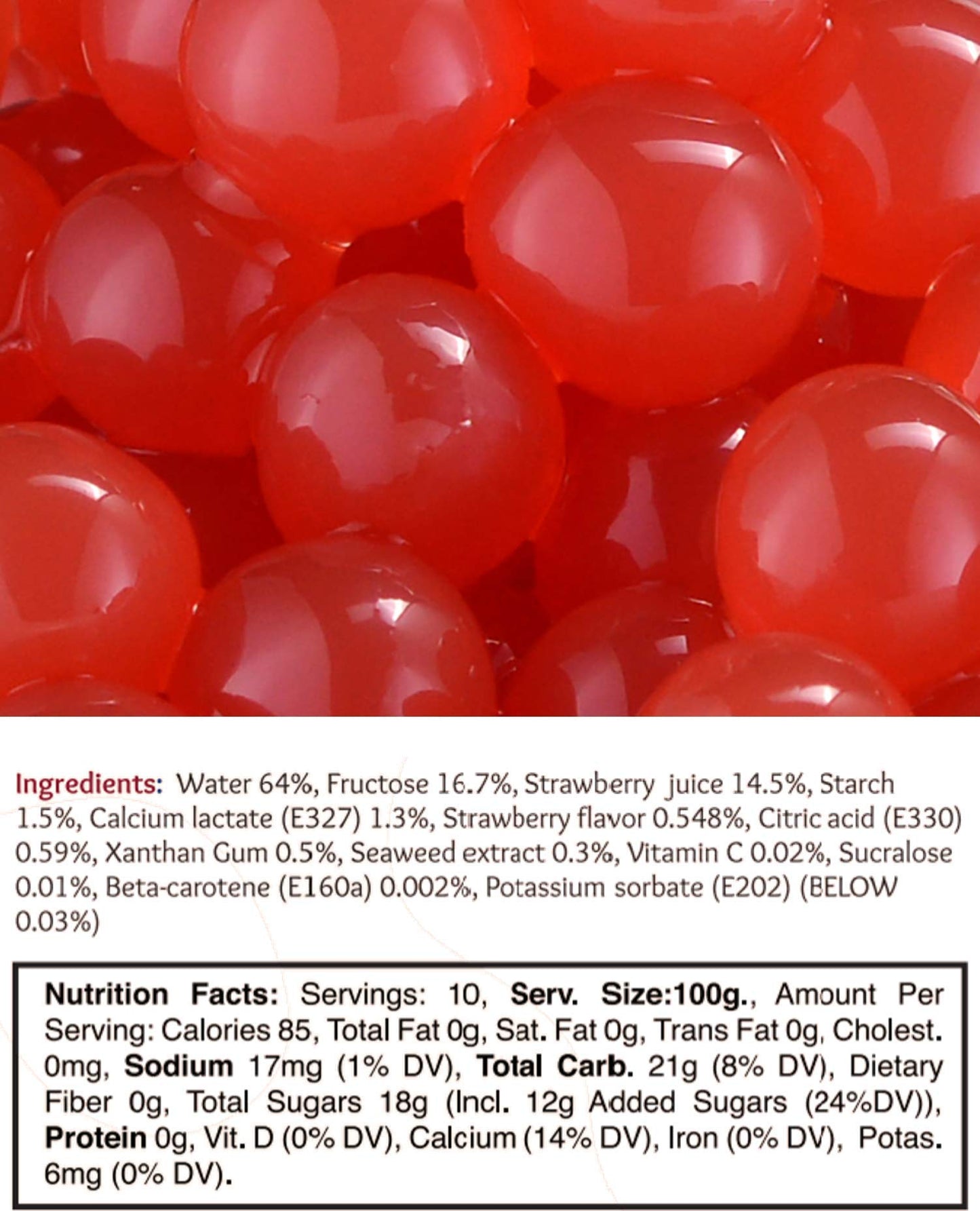 Brexonic Boba Pearls Popping Bursting Boba, Tapioca Pearls For Bubble Tea (Strawberry , 2 Lb 1 Pack)