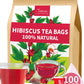 TeeLux Hibiscus Tea Bags, Herbal Tea, Caffeine Free, Refreshing Tart Flavor, 100 Count