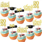 40 Pieces 2024 Graduation Theme Paper Cupcake Decoration Flash Grade 2024 Graduation Hat Certificate Paper Cupcake Selection 202