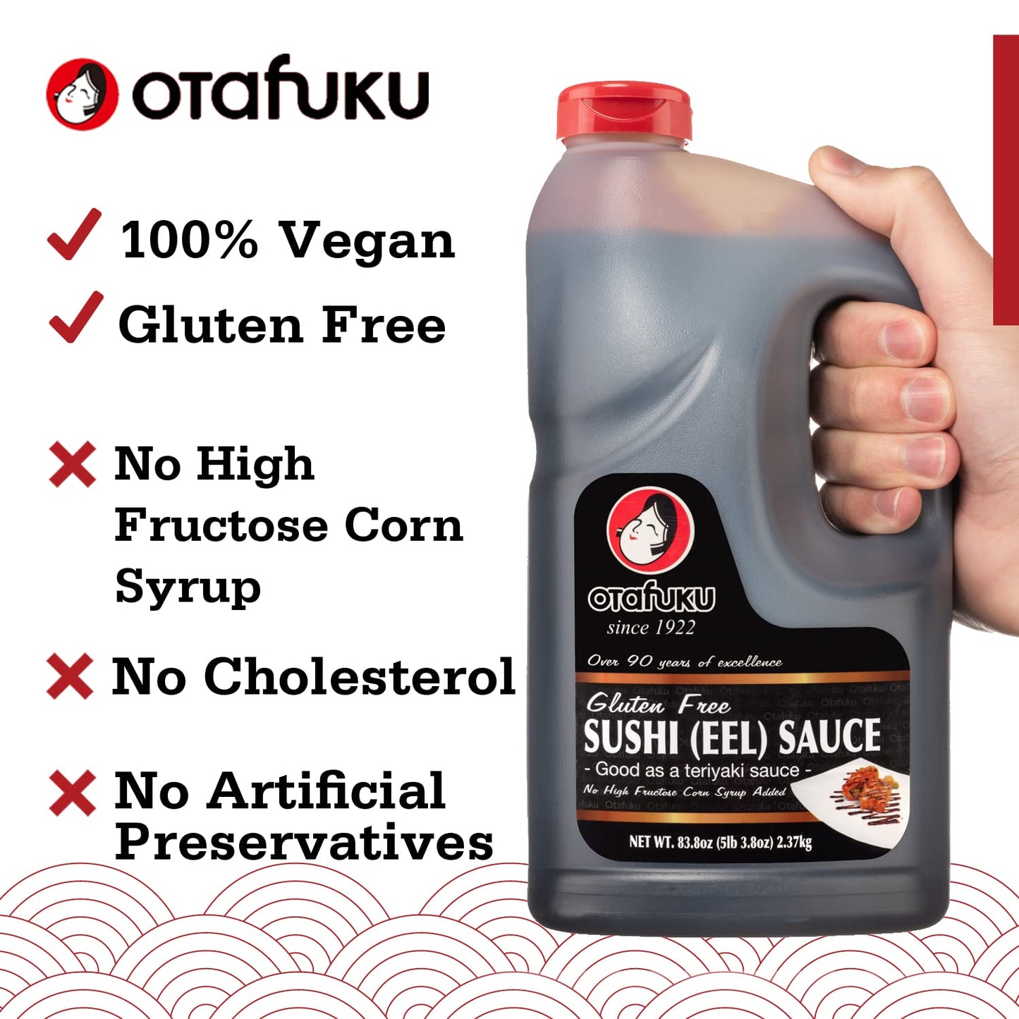 Otafuku Gluten Free Eel Sauce, Japanese Unagi Sauce For Sushi Rolls, Sashimi, Rice And Poke, Restaurant Bulk Size 83.8 Oz (1/2 G