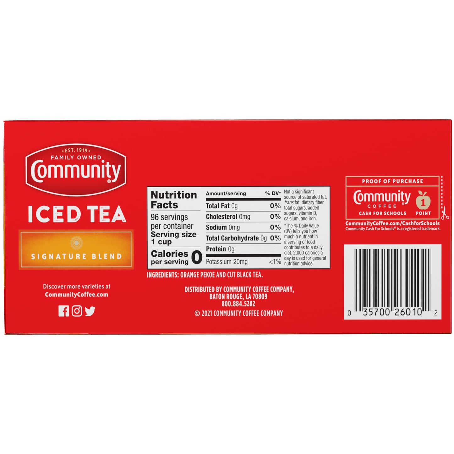 Community Coffee Signature Iced Tea, 288 Family Size Tea Bags, 24 Count Box (Pack Of 12)