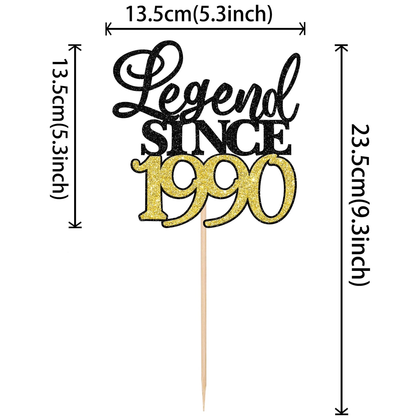 Rssta i Cake Topper Glitter 35th Birthday Decoration - Black Gold