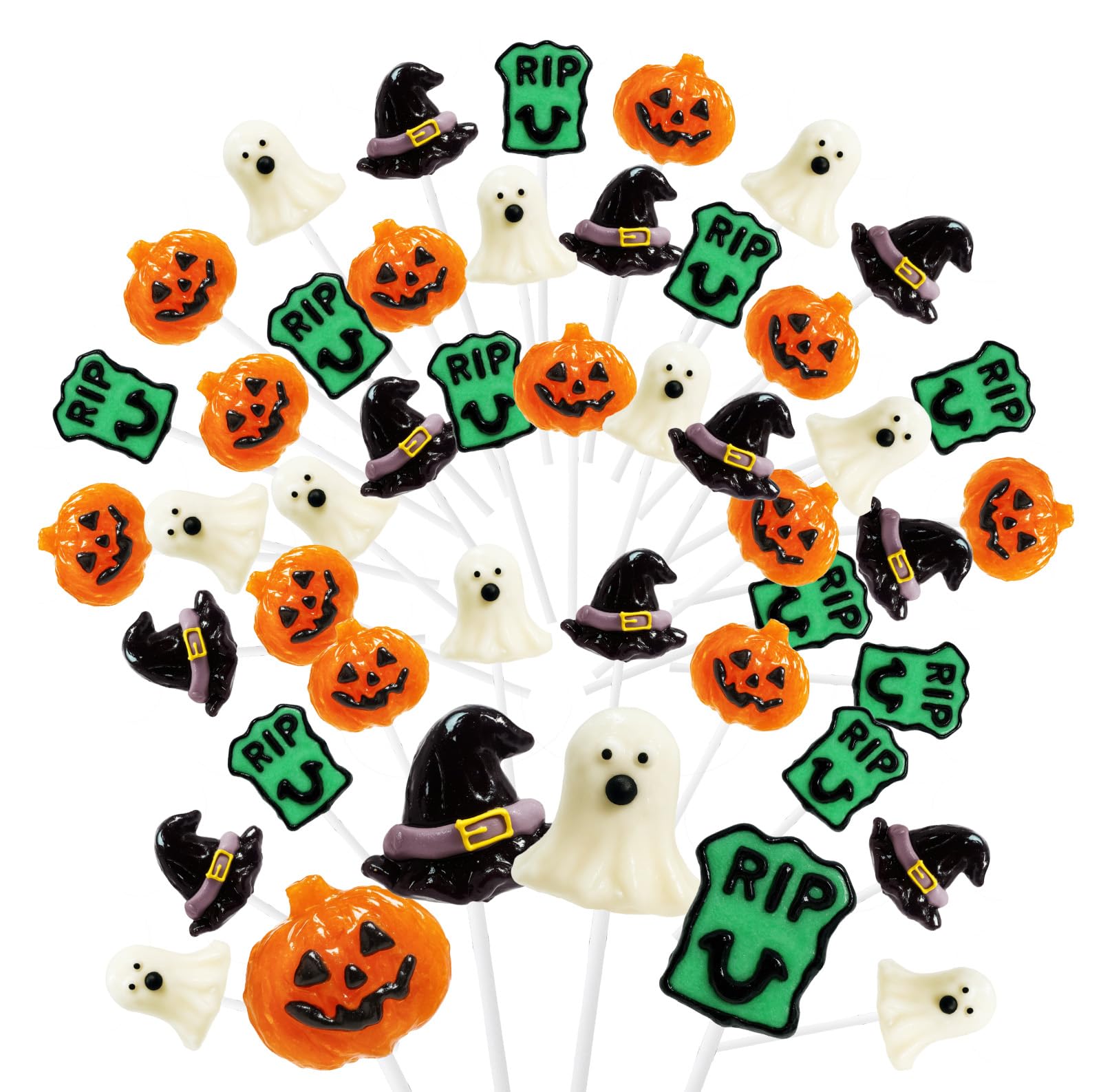 Halloween Suckers Lollipops Candy 32 Counts  Spooky Ghost  Witch s Hat  Jack-O -Lantern  Tombstone Shaped Candy Lollipops Sucker Individually Wrapped  Halloween Snacks Assorted Fruit Flavors