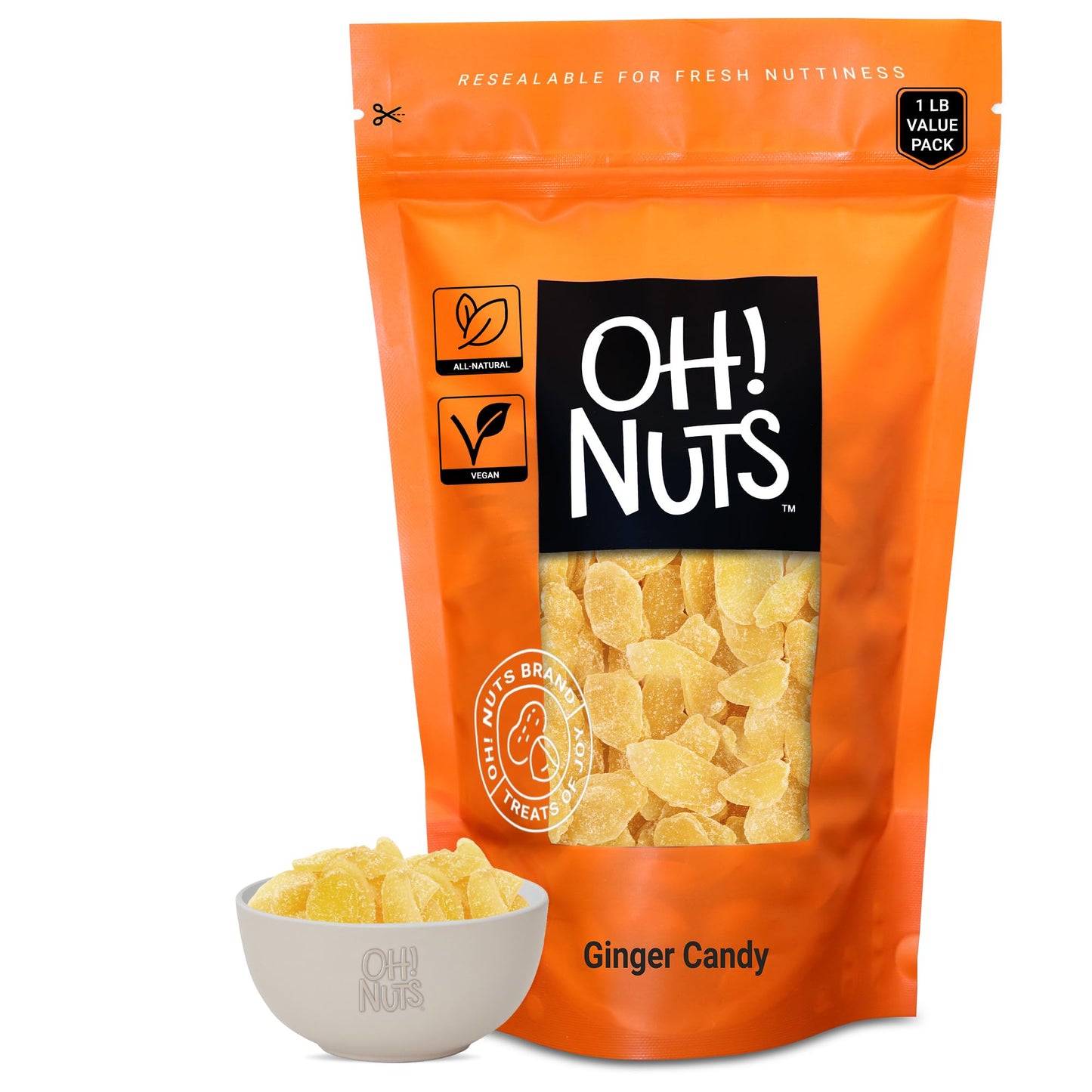 Ginger Candy | 1 lb - Dried Fruit Slices | with Crystallized Sugar Candied Coating | Dehydrated Fruit Bites | Packed in New York