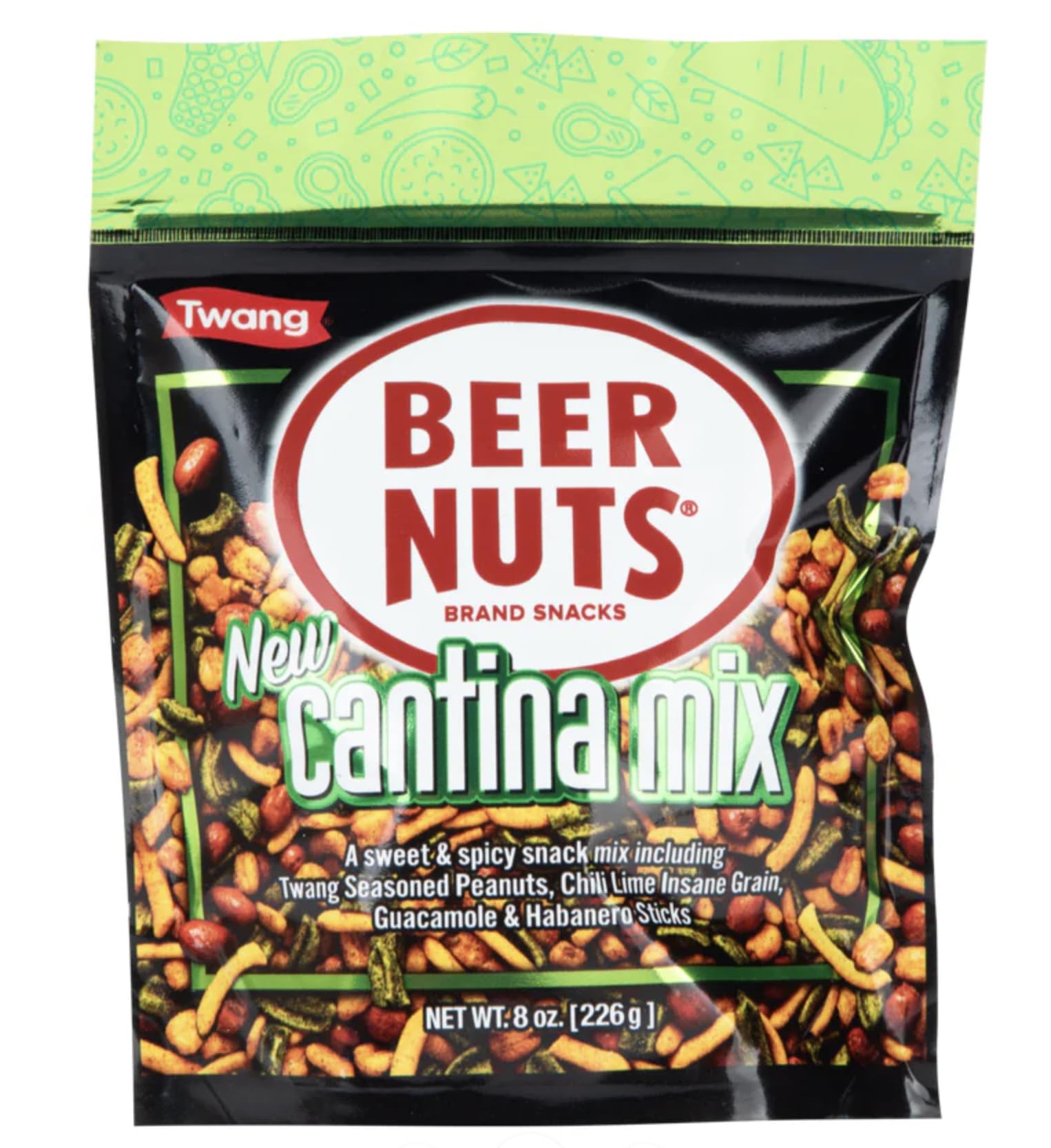 BEER NUTS Cantina Mix Snack, Crunchy Pretzels & Peanuts, 8oz Pack
