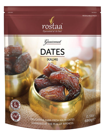 Rostaa Gourmet Kalmi Dates Healthy & Nuturious Snack,Natural Sweetener,Rich In Vitamins& Minerals Gluten Free, Non-Gmo & Vegan (