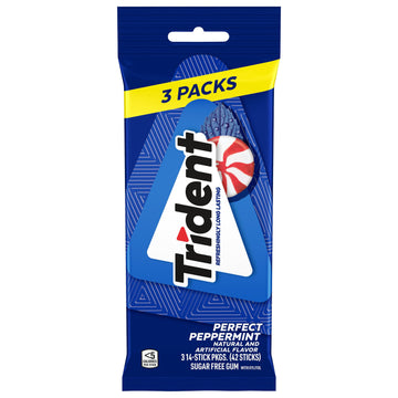 Trident Sugar Free Gum, Perfect Peppermint Flavor, 14 Count(Pack Of 3)