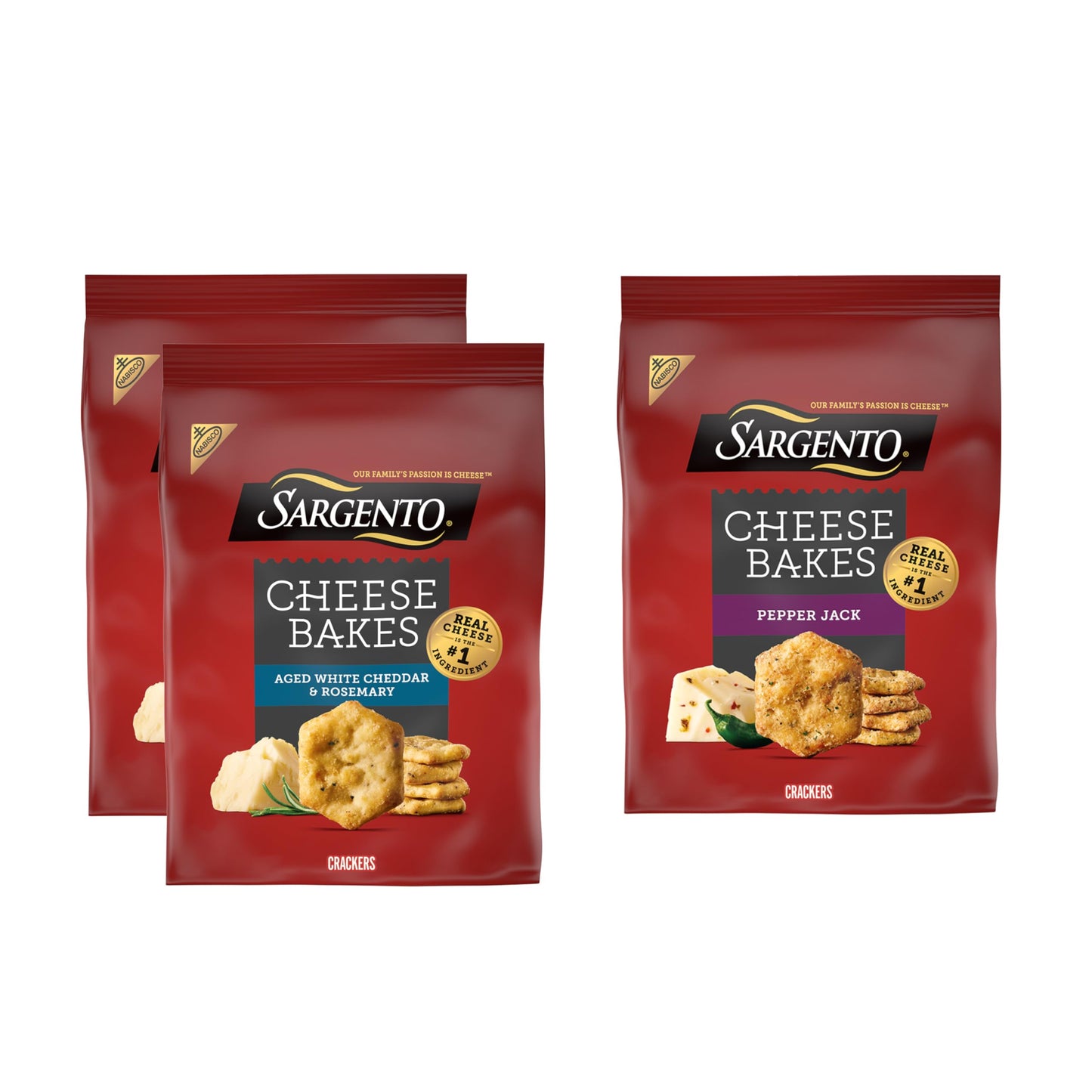 NABISCO Sargento Cheese Bakes Crackers Variety Pack, Aged White Cheddar & Pepper Jack, 13.5 Ounce