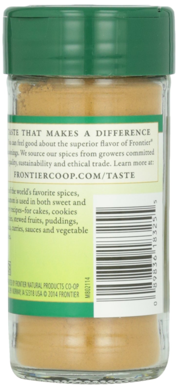Frontier Co-Op Organic Ground Korintje Cinnamon, 1.92 Ounce Bottle, Gourmet Quality Cinnamon, Full Balanced Flavor, Kosher