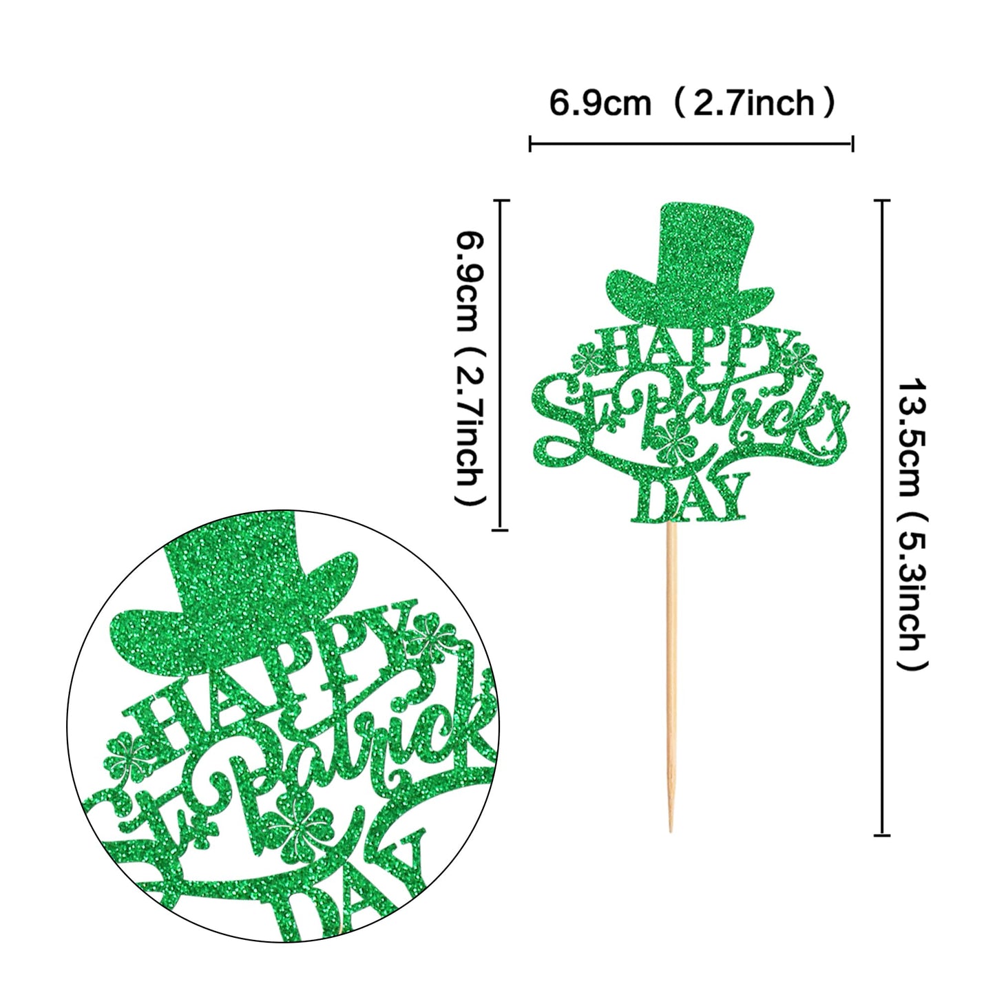 Ercadio 24 Pack Happy St Patrick'S Day Cupcake Toppers Happy St Patrick'S Day Cupcake Picks With Four Leaf For St.Patricks Day B