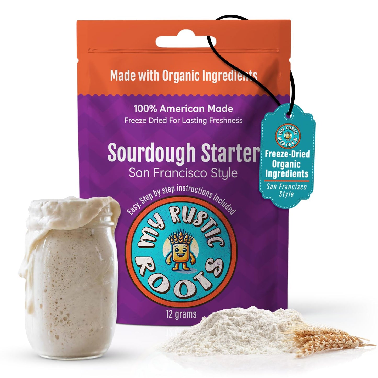 MY RUSTIC ROOTS San Francisco Sourdough Starter Culture - All Natural & Organic Sourdough Bread Starter - Beginner Friendly - Pe
