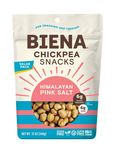 Biena Chickpea Snacks Himalayan Pink Salt  Gluten Free  Vegan  Dairy Free  Plant-Based Protein Value Pack Size12 Ounce