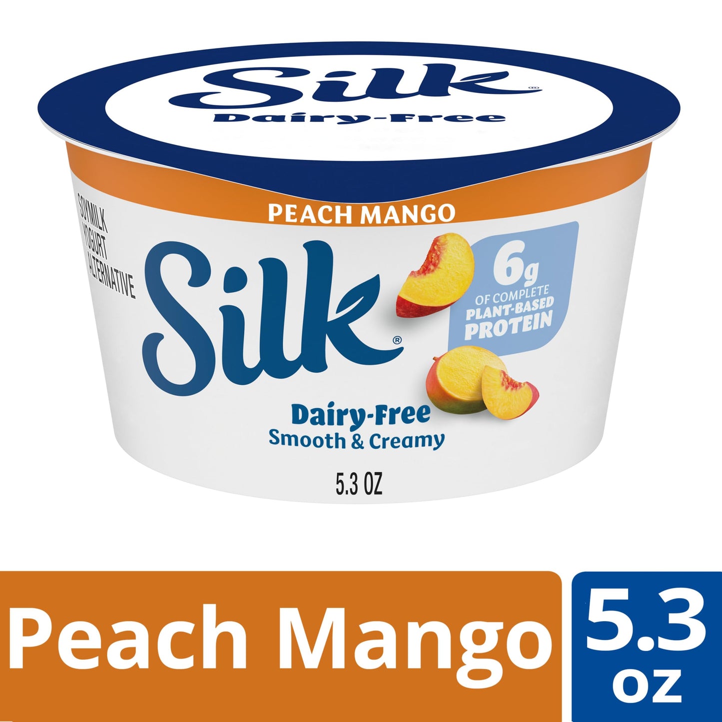 Silk Peach Mango Dairy Free, Soy Milk Yogurt Alternative, Smooth and Creamy Plant Based Yogurt with 6 Grams of Protein Per Servi