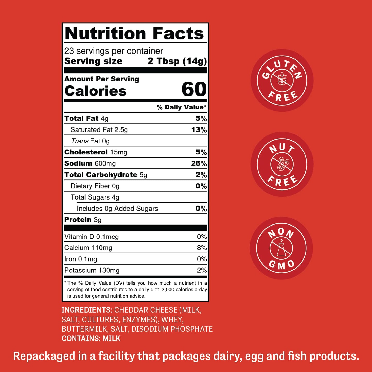 Judees White Cheddar Cheese Powder - 100% Non-GMO, Gluten-Free, 11.25oz