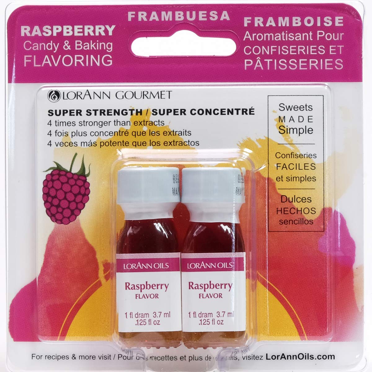 Lorann Raspberry Ss Flavor, 1 Dram Bottle (.125 Fl Oz - 3.7Ml - 1 Teaspoon) - 2 Pack
