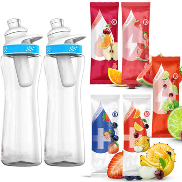 Generic 2 Pack Plastic Water Bottles with 5 Random Flavors, 22 Ounce, Model 2B+5F