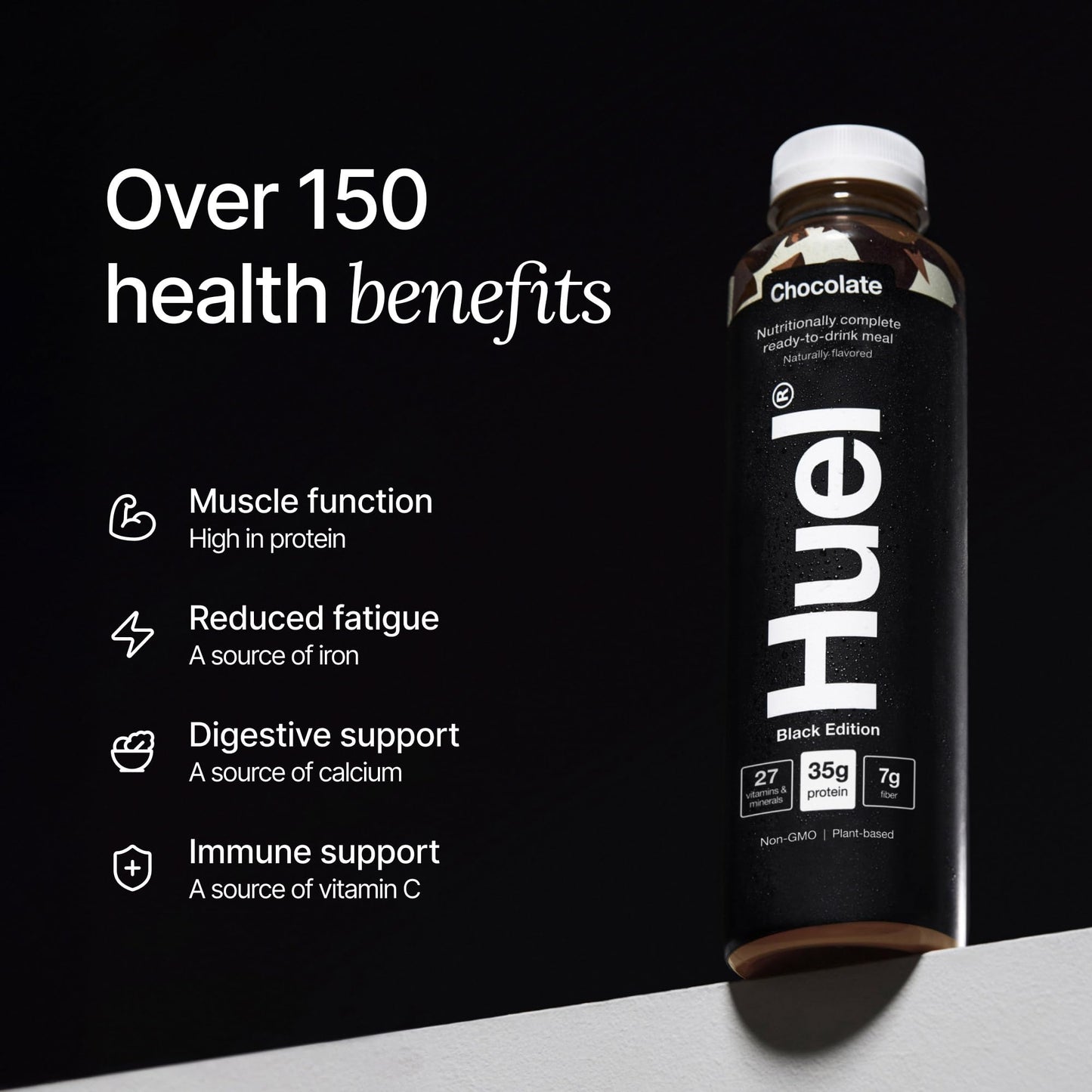 Huel Black Edition Ready-to-Drink  Chocolate Meal Replacement Drink  35g High Protein  27 Vitamins and Minerals  Vegan  Gluten Free  Plant Based  High Fiber  Low Sugar  16.9 Fl Oz (12 Pack)