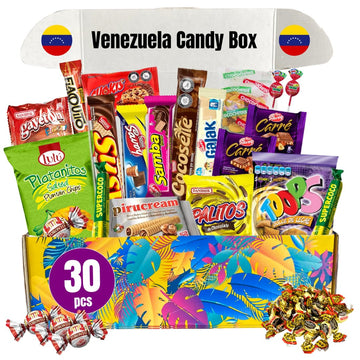 GG LATIN SABOR Venezuela Candy Box - Assorted Cookies, Chips & Candies Mix - 30 Count Variety Pack