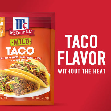 McCormick Taco Seasoning Mix, Mild, No MSG Added, No Artificial Colors or Flavors, For Tacos, Nachos, Fajitas and More, 1 oz