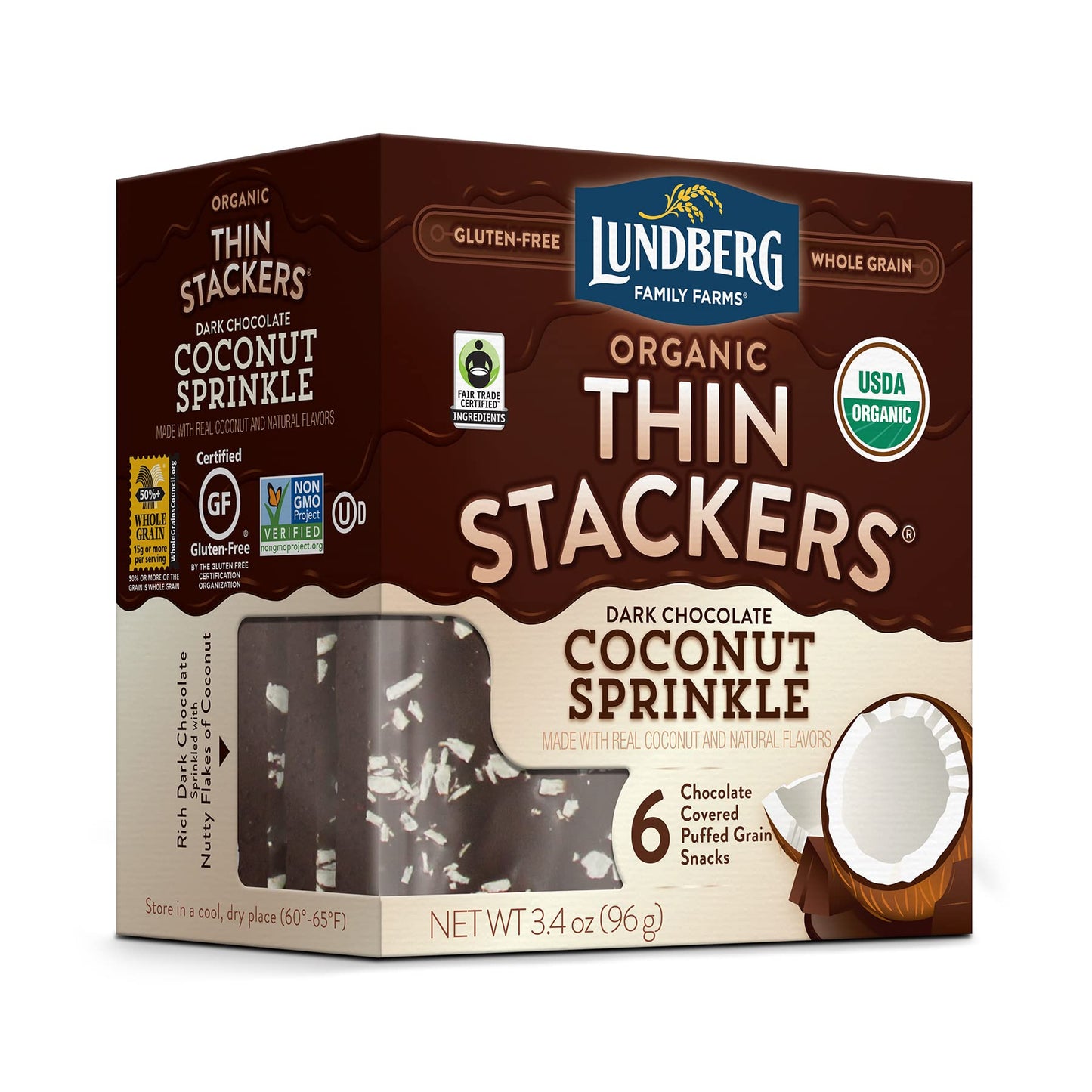 Lundberg Rice Cake Dark Chocolate Coconut 3.4 Ounce Pack of 1
