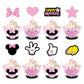 MOAXMOA Minnie Cupcake Toppers and Wrappers, 32 Toppers & 32 Wrappers, Paper, Kids Birthday Theme, Baby Shower Party Supplies