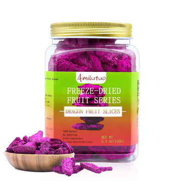 Freeze Dried Diced Dragon Fruit, Freeze Dried Fruit, 150g/5.29oz Frozen Dragon Fruit Chunks, No Additives, Natural, No Added Sug