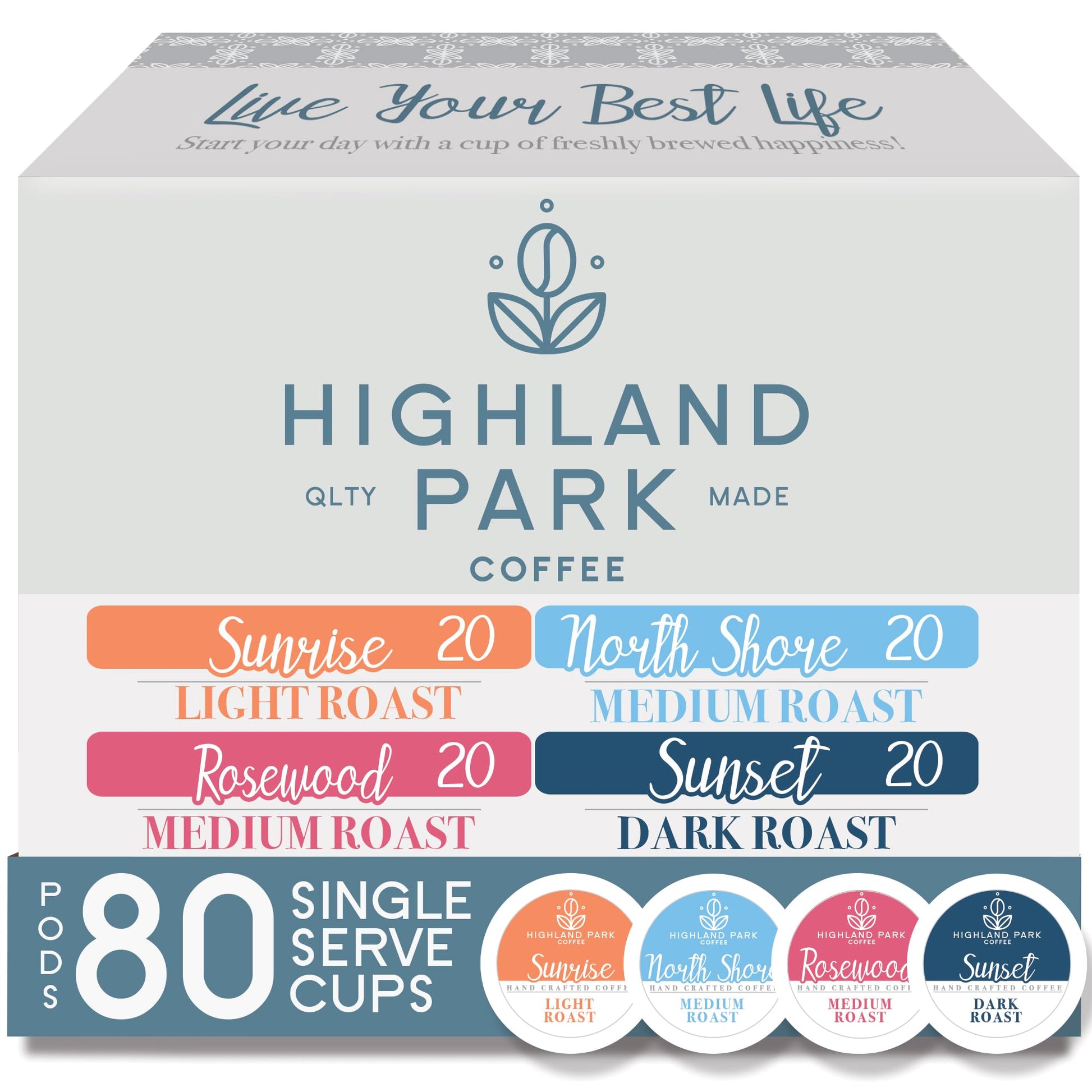 Highland Park Coffee Single Serve Coffee Pods Compatible With Keurig K Cup Malt-Inspired, Variety Pack, 80 Count