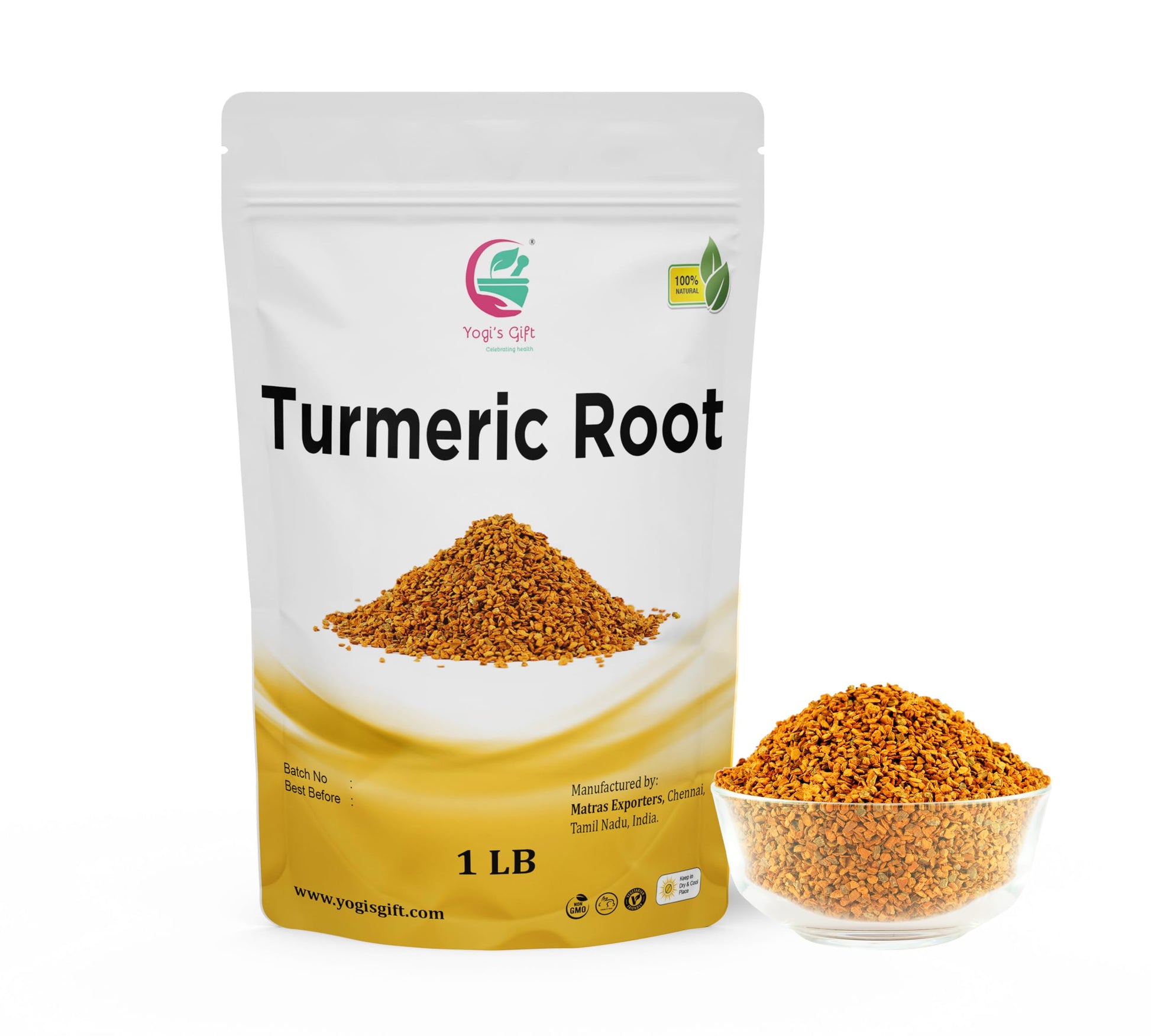 YOGI’S GIFT Turmeric Root Dried Pieces 1 lb | 100% Pure and Natural Indian Spice
