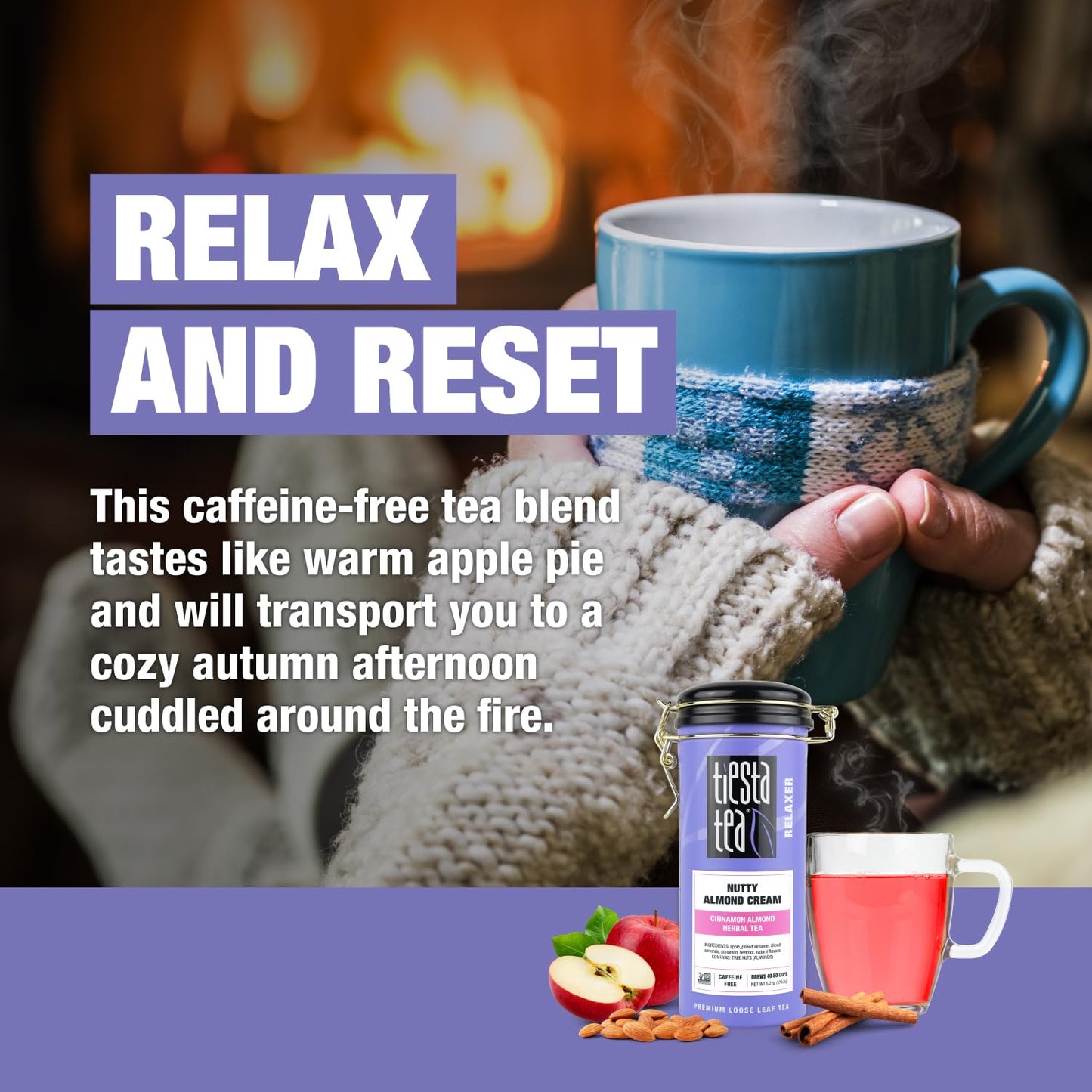 Tiesta Tea - Nutty Almond Cream | Cinnamon Almond Herbal Tea |Premium Loose Leaf Tea Blend |Non-Caffeinated Fruit Tea | Make Hot