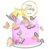 60Pcs Butterfly Cupcake Topper Pink Gold, Lively 3D Butterflies With 2Pcs Happy Birthday Topper For Cake Decor Birthday Annivers