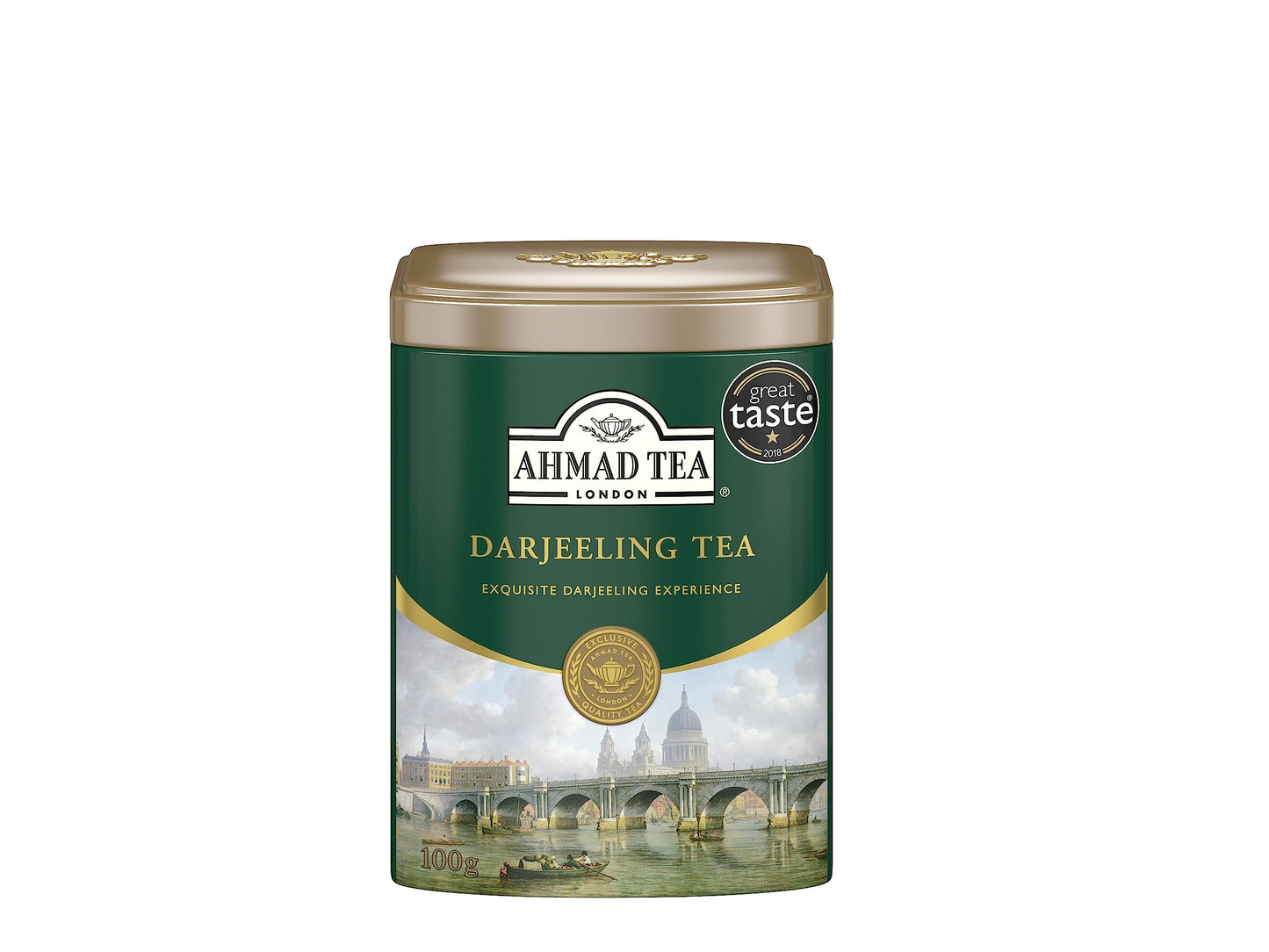 Ahmad Tea Black Tea, Darjeeling Tea Loose Leaf, Metal Tin, 100g - Caffeinated and Sugar-Free