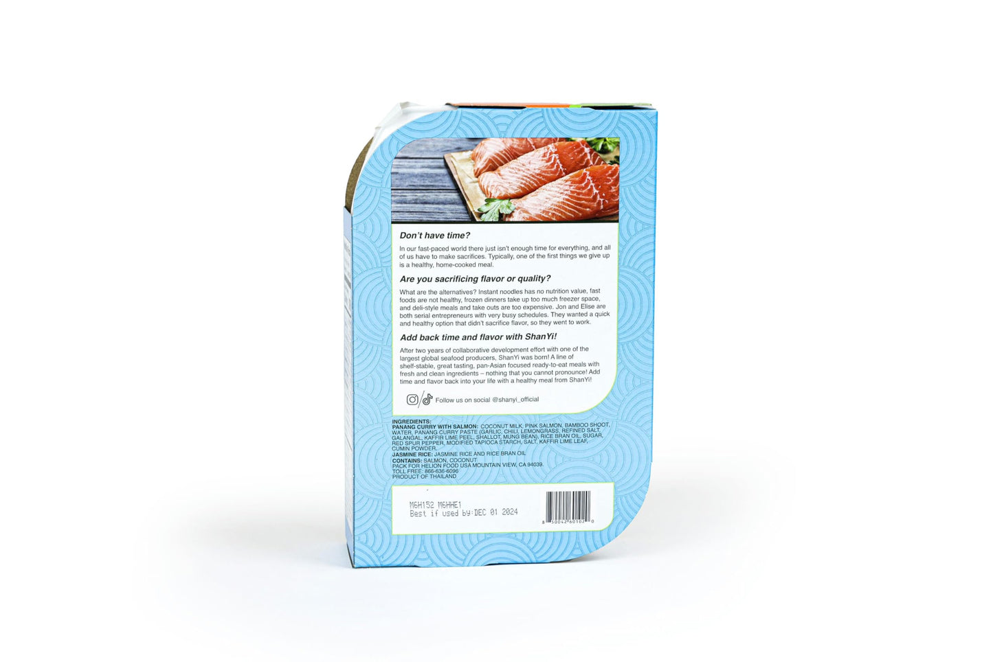Shanyi Instant Microwave Meals, Thai Panang Curry With Salmon And Jasmine Rice 250G/8.8Oz, Case Of 6