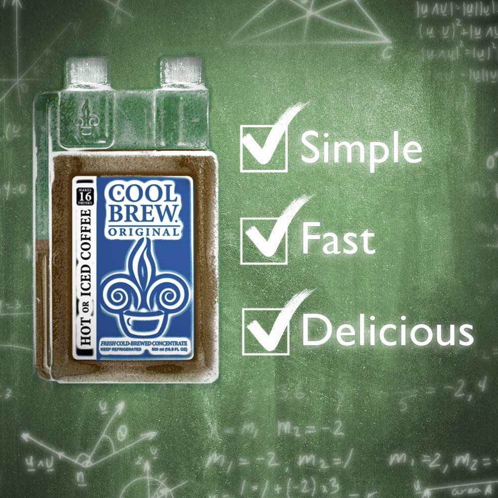 Cool Brew Original Cold Brew Concentrate - 6 Pack (33.81 Fl Oz) - 32 Drinks Per Bottle - Unsweetened, No Preservatives - Coffee Flavor