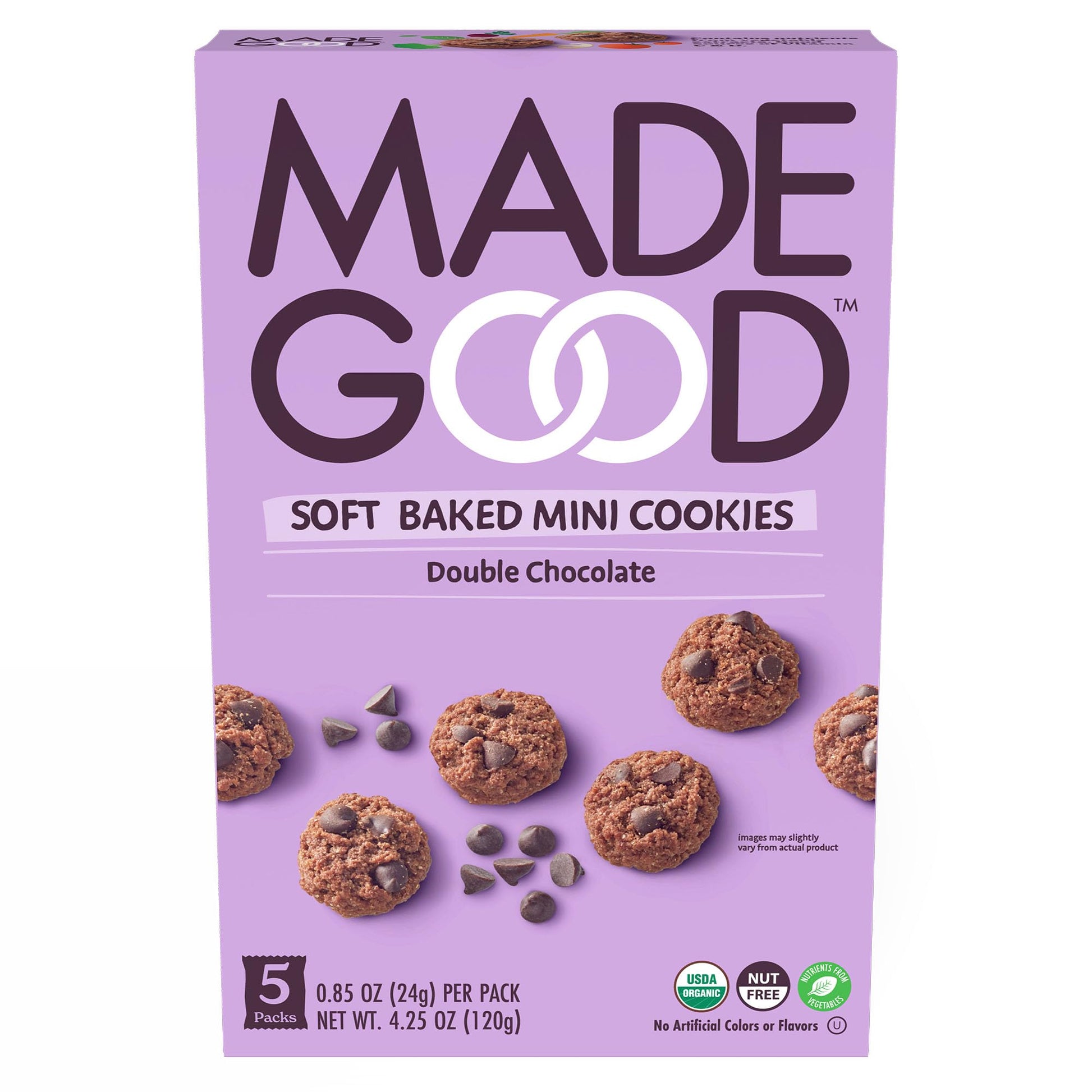 MadeGood Double Chocolate Soft-Baked Cookies, 0.85oz Each, Organic Snacks