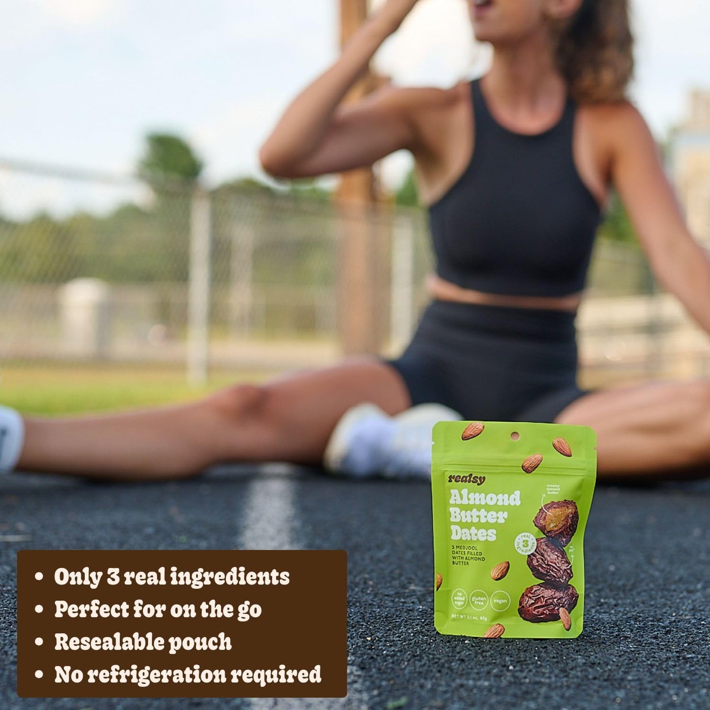 Realsy Almond Butter Filled Medjool Dates, Organic, Gluten-Free, Vegan, 10-Pack