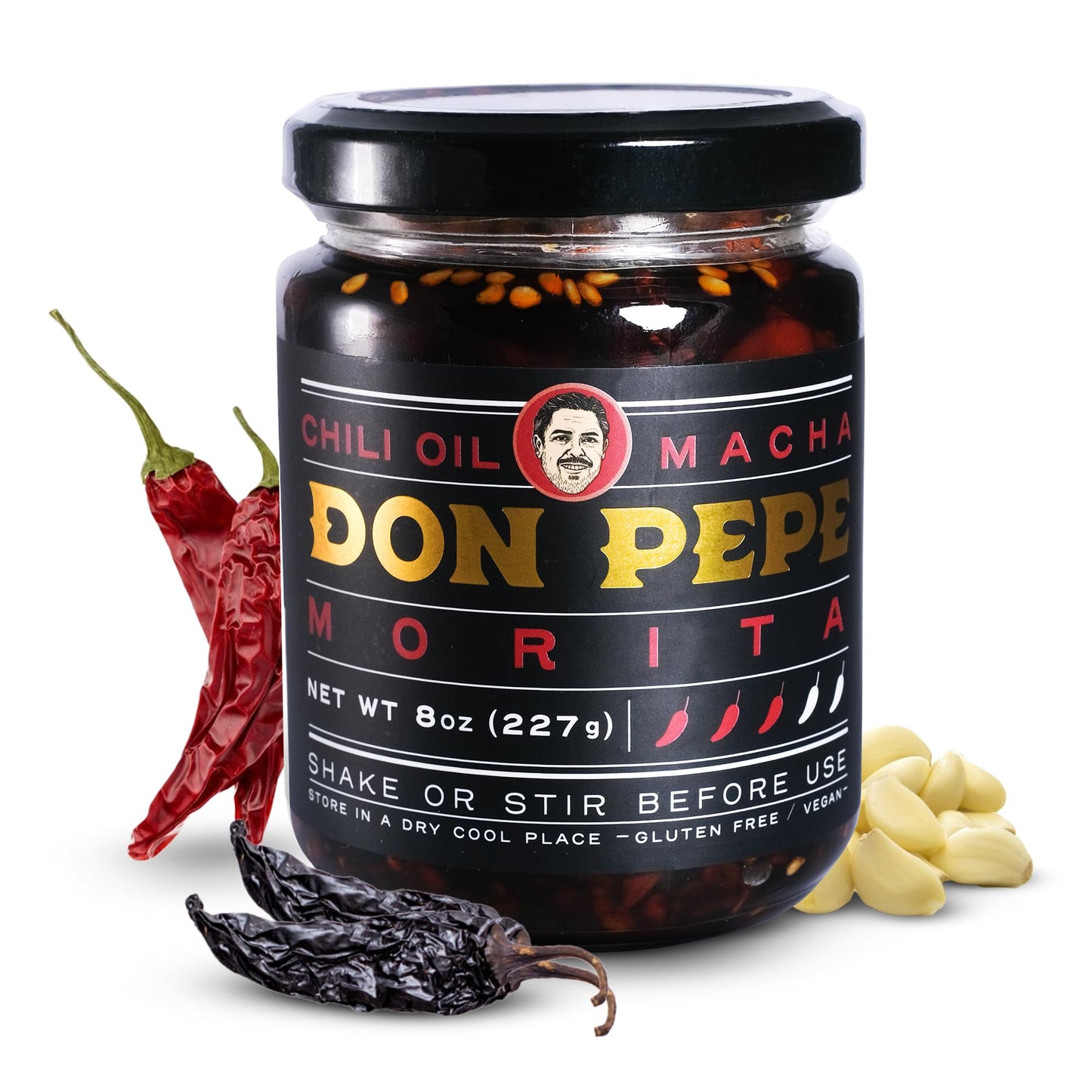 Don Pepe Salsa Macha with Dried Morita Chiles, Gourmet Condiment, 8 oz/227 g