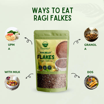 Danodia Foods Finger Millet Ragi Flakes (2Lbs / 950G) | Roasted & Ready-To-Eat Whole Grain Superfood | High Fiber, Gluten-Free,