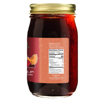 Green Jay Gourmet Traffic Jam - All-Natural Raspberry Jam With Peaches, Red Raspberries, Cherries & Cranberries - Vegan, Gluten-