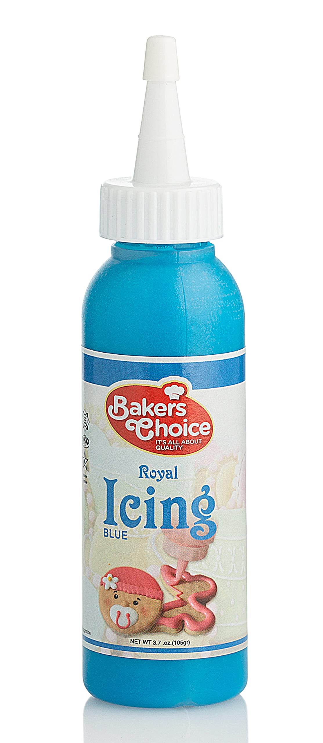 Bakers Choice Blue Cookie Icing - Ready to Use Royal Icing Squeeze Bottles - 3.7 oz. for Cookies, Cakes, Cupcakes and Treats