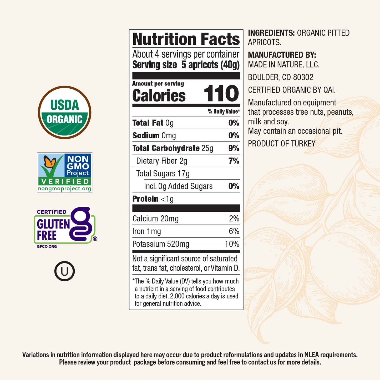 Made In Nature Organic Dried Apricots, 6 Ounce (Pack Of 6) - Vegan Snack, Non-Gmo, Unsulfured, Gluten Free, Kosher