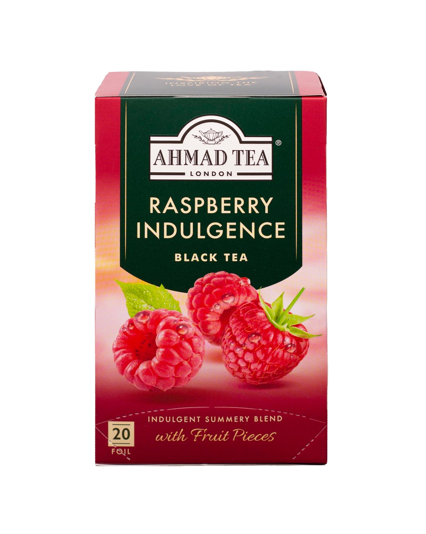 Ahmad Tea Black Tea Raspberry Indulgence - 20 Count Caffeinated Sugar-Free, Model 952-U