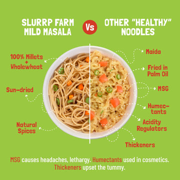 Slurrp Farm No Maida Millet Noodles | Not Fried, No Msg | Mild Millet Noodles Pack Of 3-192G Each