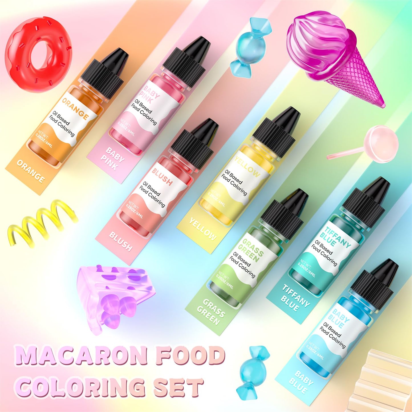 Oil Based Food Coloring For Chocolate Macaron Oil Edible Food Dye Set For Baking Royal Icing Cookie Supplies Gluten Free 7X6Ml F