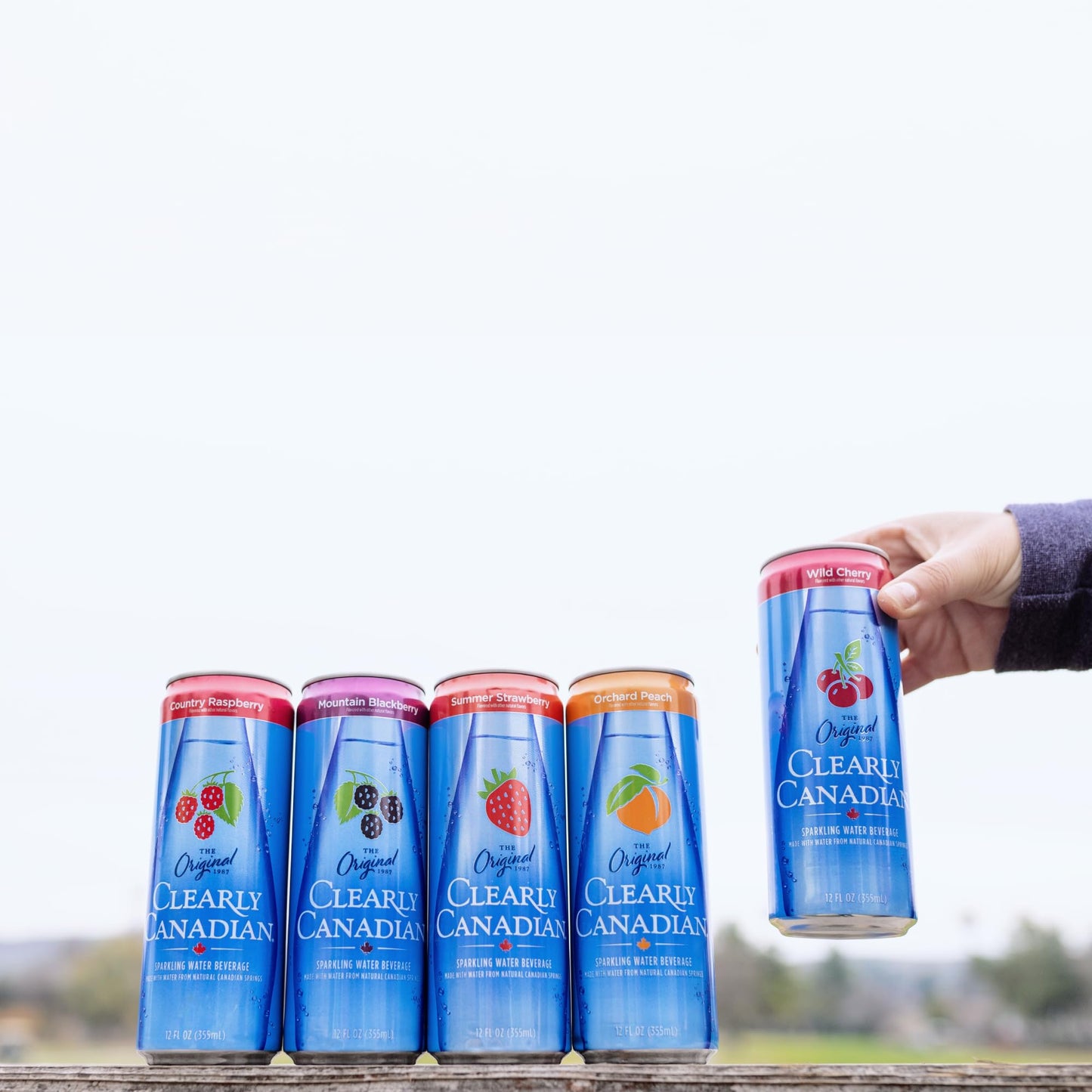 Clearly Canadian Wild Cherry Sparkling Spring Water Beverage, Natural & Carbonated, Flavored Seltzer Water, 1 Case (24 Cans X 12